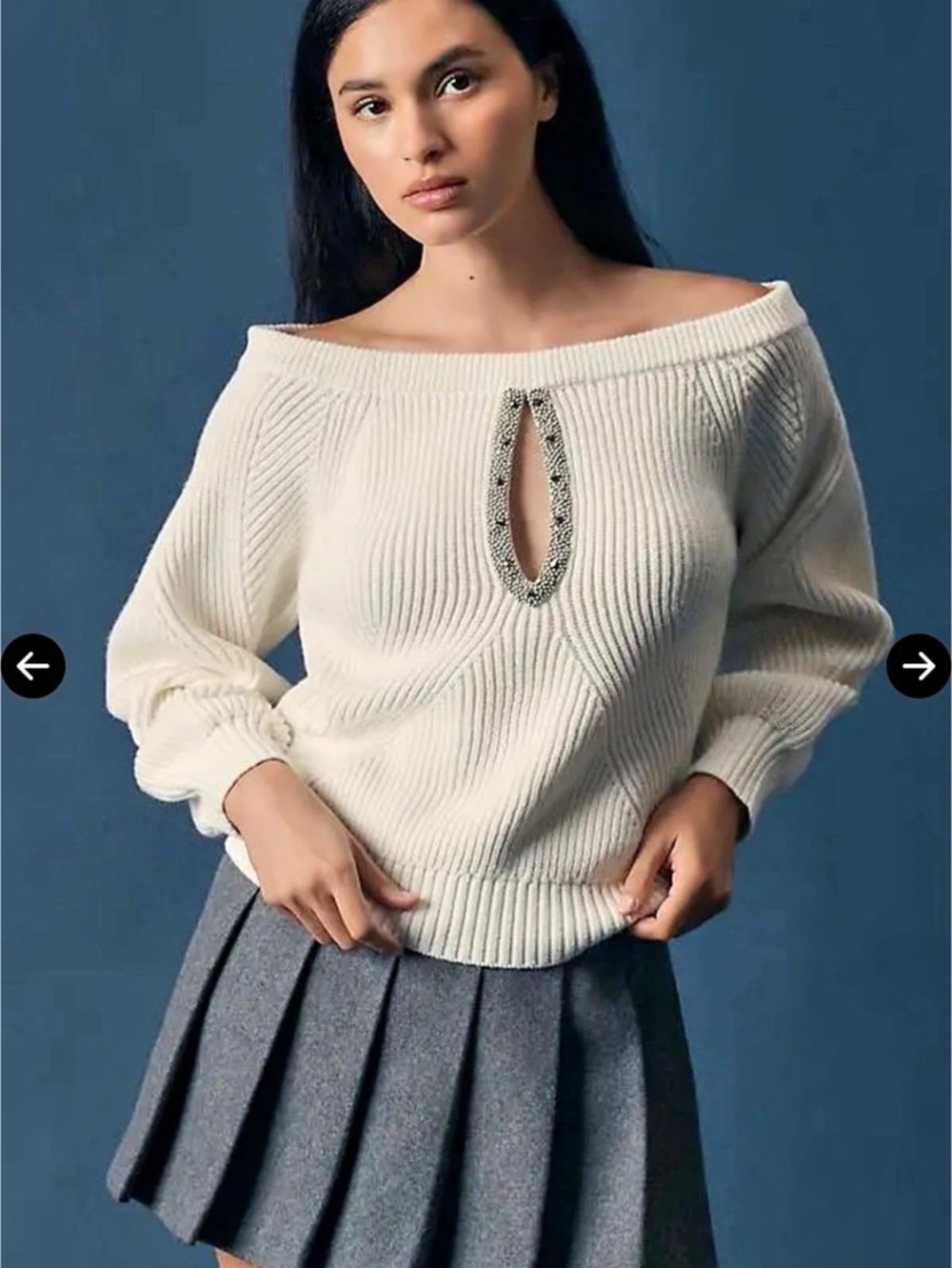 maeve Off-Shoulder Embellished Sweater Size XS Like New